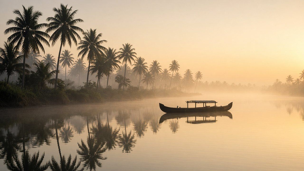 Kerala backwaters at dawn